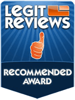 Legit Reviews Recommended Award for Gamer Xtreme VR PC
